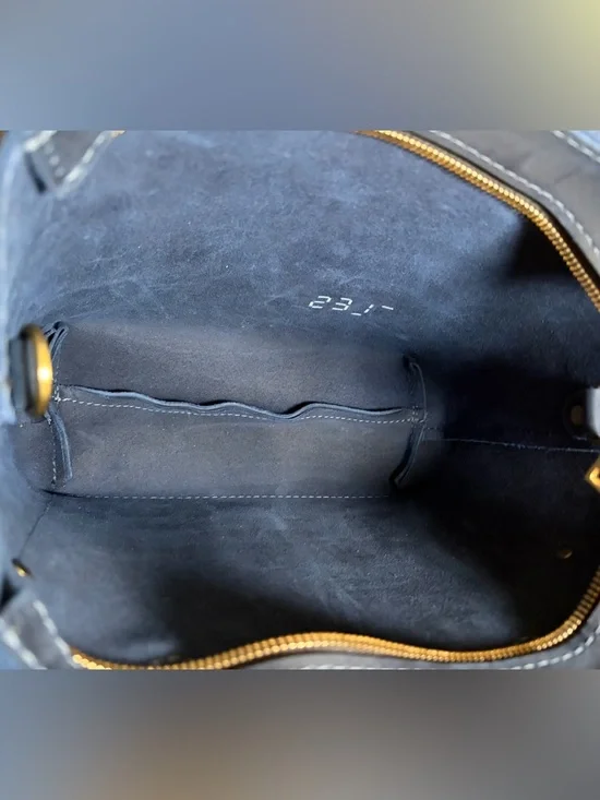 Portland Leather Mini Crossbody Tote Deep Water Blue EUC - Picture 7 of 15